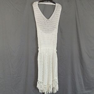 Cupshe White Crochet Fringe Dress